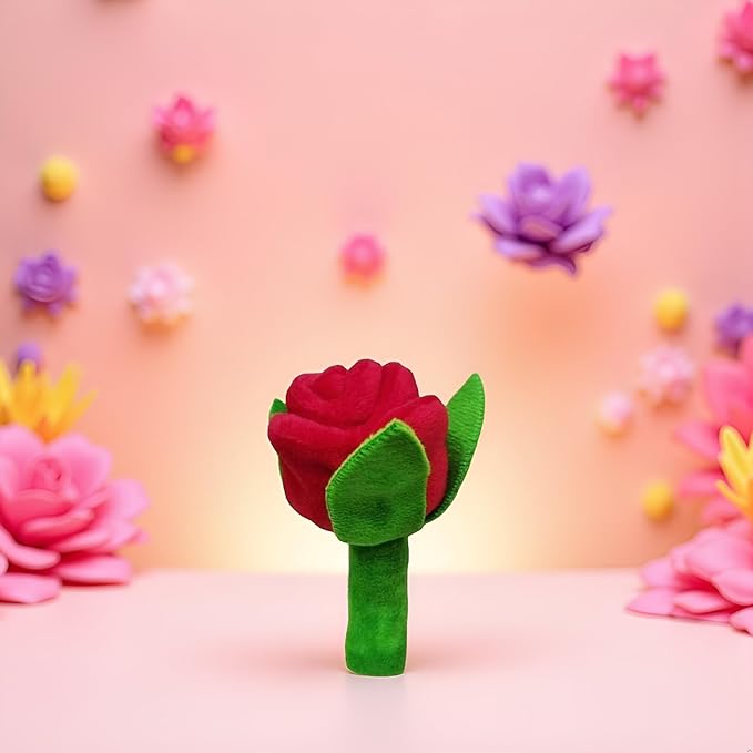 Red Flower Interactive Plush Squeak Dog and Cat Toy Rose Flower Stuffed Dog Toy with Squeaker Small Breeds and Puppies Chewing and Exercise Floral Pattern
