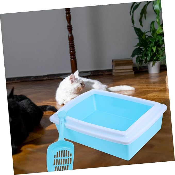 YARNOW Cat Litter Toilet Training System Cat Toilet Trainer Litter Tray Flap System Kitten Training Small Boxes for s Abs Sky-Blue