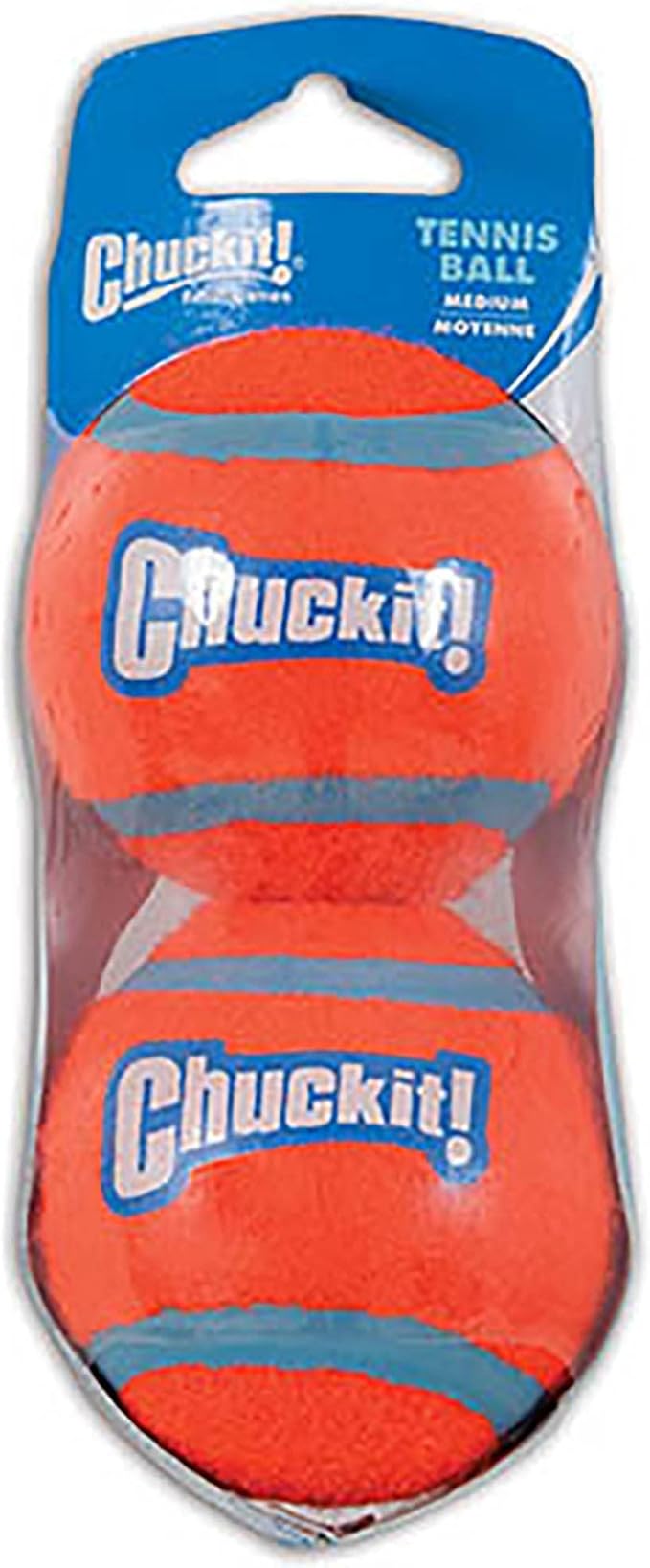 Chuckit! Dog Tennis Ball Dog Toy, Medium (2.5 Inch Diameter) for Dogs 20-60 lbs, Shrink Wrap Pack of 6