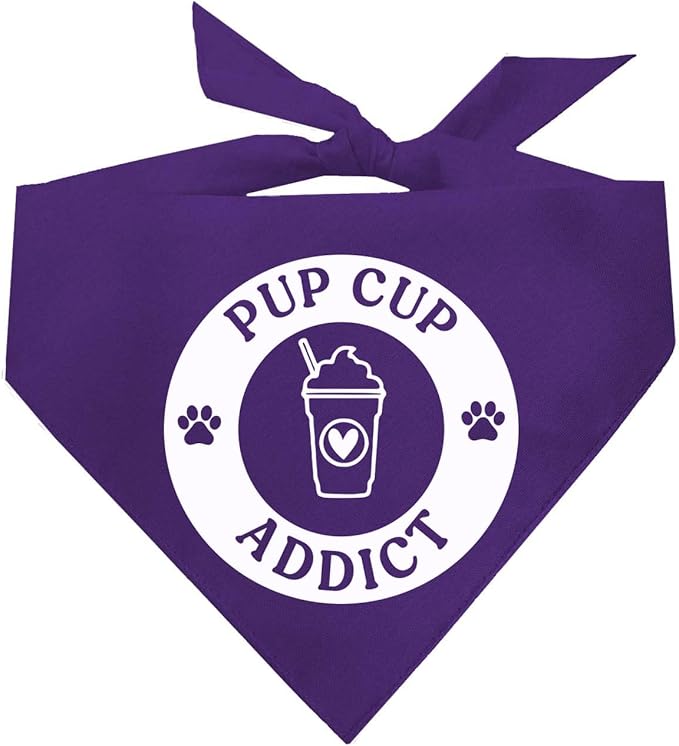 Pup Cup Addict Pupuccino Dog Bandana (Purple, OS 1106)