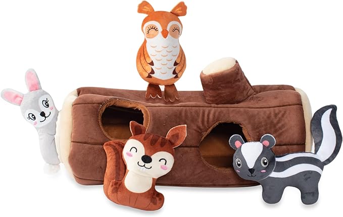 Fringe Studio Hide & Seek Burrow Plush Dog Toy Set, Branch Out(289214), Multicolor