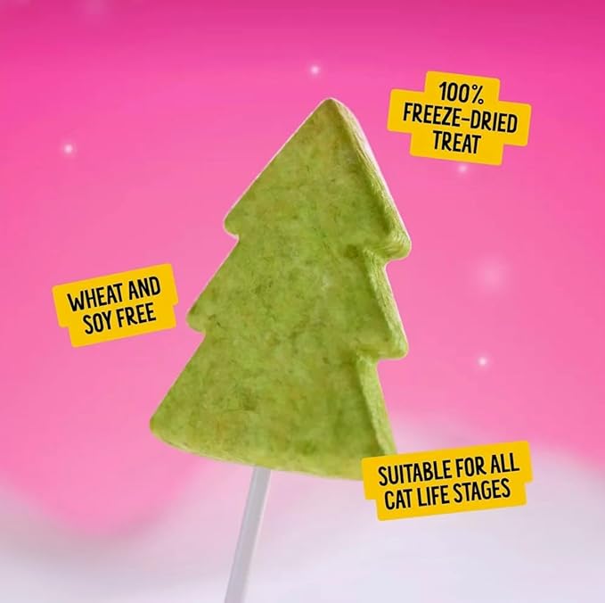 Bonkers Purrpops Limited Edition Christmas Themed Chicken Flavor Freeze-Dried Licks Cat Treats Catnip & Turkey Flavor - 1 Pack of 5 Units with Cat Spring Toys