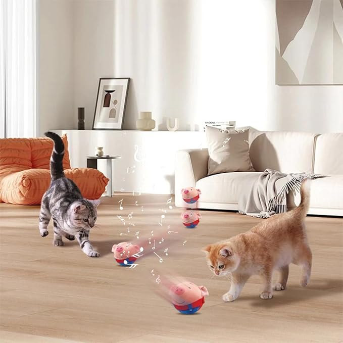 Interactive Dog Toys,2024 New Active Moving Pet Plush Toy,Squeaky Moving Dog Ball Toy,Rechargeable Puppy Toys to Keep Them Busy,Washable Pig Plush Toys