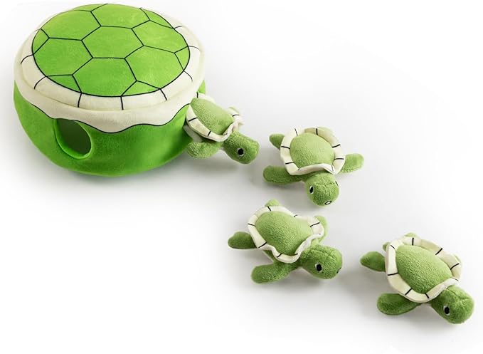 Hollypet Squeaky Dog Toy, Interactive Plush Hide and Seek Dog Toys for Small Medium Sized Dogs and Non-Aggressive Chewers, Puppy Teeth Clean Chew Toys, Turtles