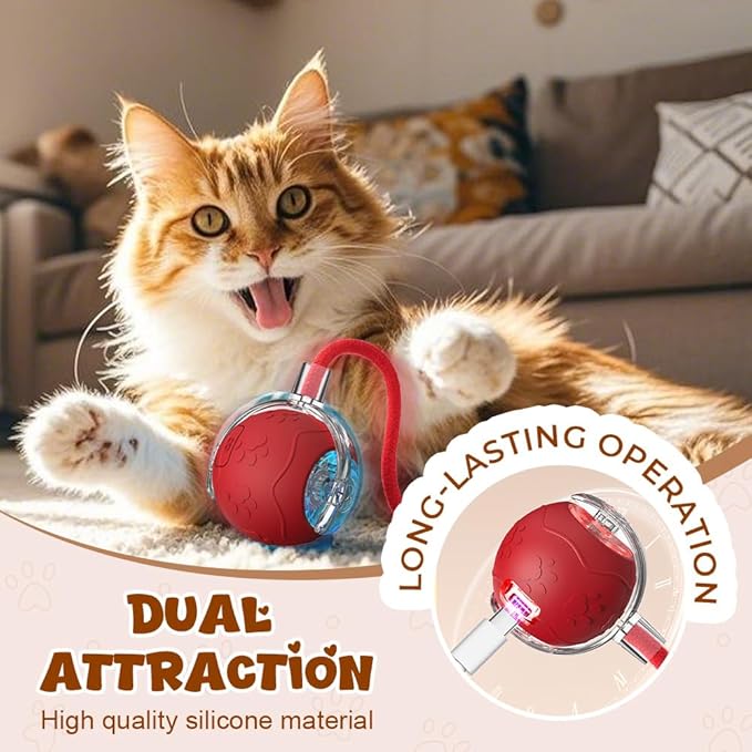 Interactive Cat Toys Ball for Indoor Cats, 2025 New Cat Toy, Automatic Moving Cat/Dog Balls, Electric Rolling Ball Toy for Bored Indoor Adult Cats,Dogs (Gray)