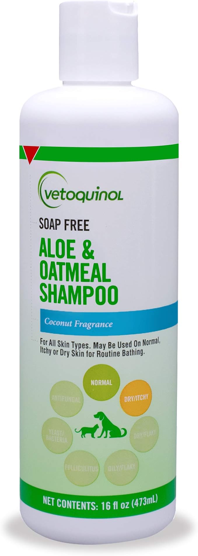 Vetoquinol Aloe & Oatmeal Shampoo - Gentle & Moisturizing Formula for Dogs & Cats - Pet Shampoo for Deep Cleansing - Paraben-Free Coat Care for All Skin Types - 16oz