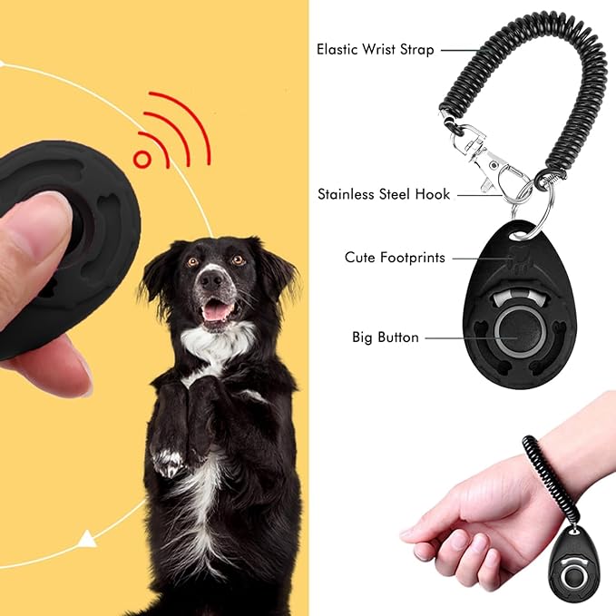 Dog Training Clicker and Whistle for Training and Recall, Pet Training Accessories for Puppy, Cats, Horses & Small Animals - with Lanyard, Reward and Train Your Pets Efficiently Training and Behavior