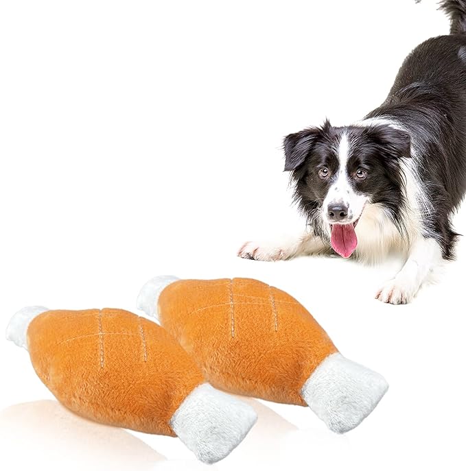 Andiker 2pcs Dog Squeaky Toy, Chicken Legs Bone Pet Funny Squeaky Toy Plush Toy for Small, Medium, Large Dogs and Cats