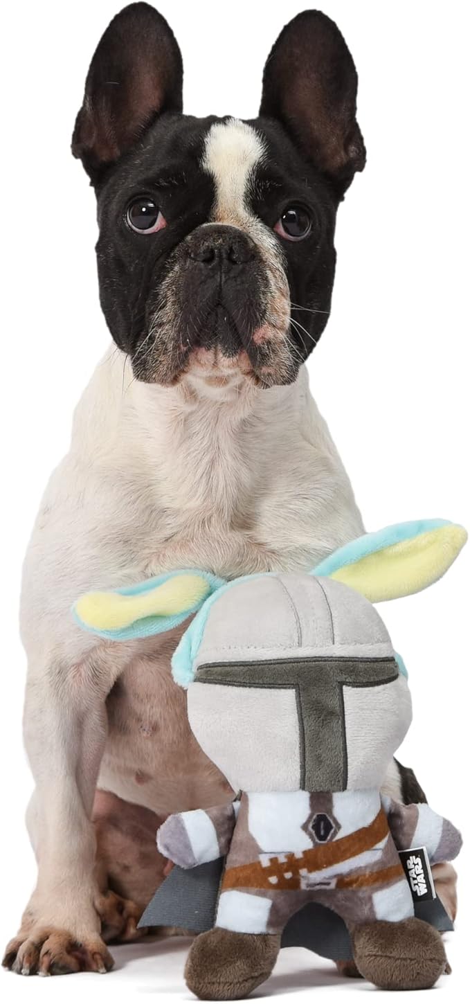 STAR WARS Easter 9" Mandalorian Easter Bunny Squeaker Pet Toy |9” Plush Squeaker Easter Mandalorian Pet Toy | Toy for Dogs Easter Stuffed Mandalorian 9 inch, Mandalorian Bunny (Pack of 2)