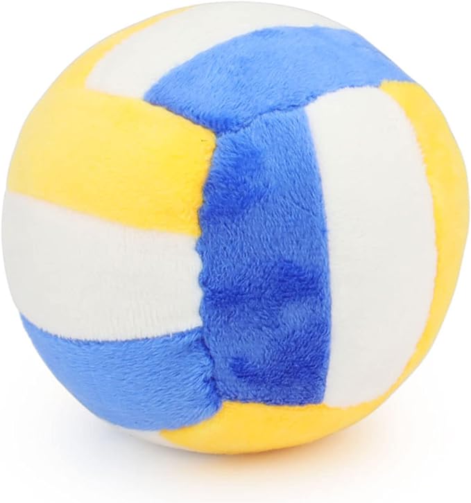 Dog Toys Balls - Chewable Plush Volleyball for Dogs, Soft Pet Squeaky Ball Stuffed with Fluffy, Durable Indoor & Outdoor Dog Puzzle Toy, Birthday for Puppy Small Medium Breeds