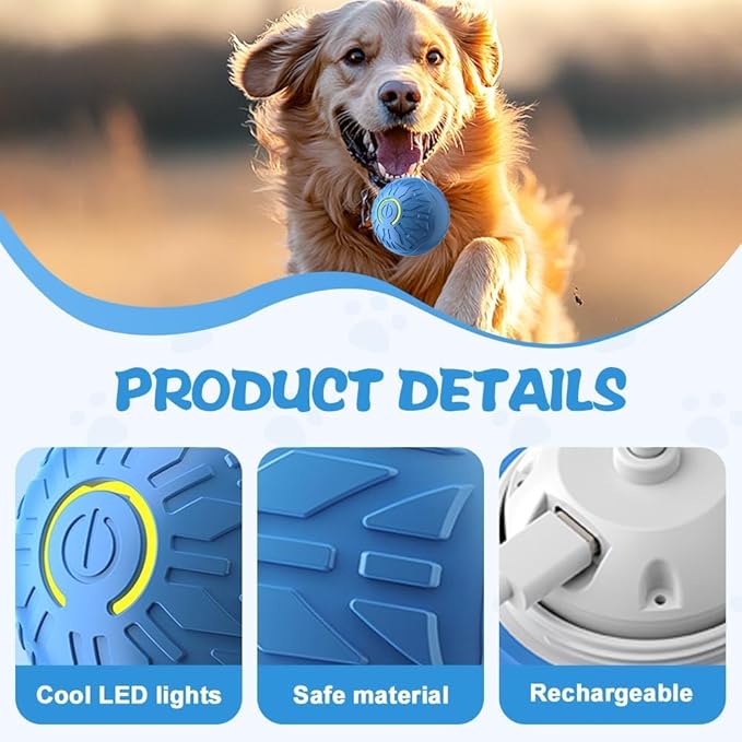 Interactive Dog Toys for Small Dogs, Dog Balls Automatic Rolling Ball for Puppy Small Medium Dogs and Cat, Self Moving Jumping Bouncing and Rotating Toy for Indoor Cats and Dogs (Orange)