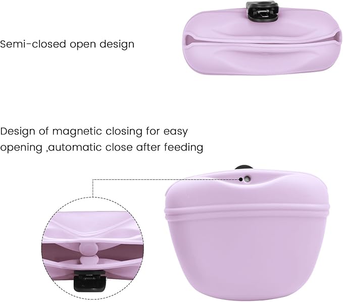 AUDWUD Silicone Dog Treat Pouch,With Dog Training Clicker,Clip on Portable Training Container,Convenient Magnetic Buckle Closing and Upgraded Waist Clip for Enhanced Stability