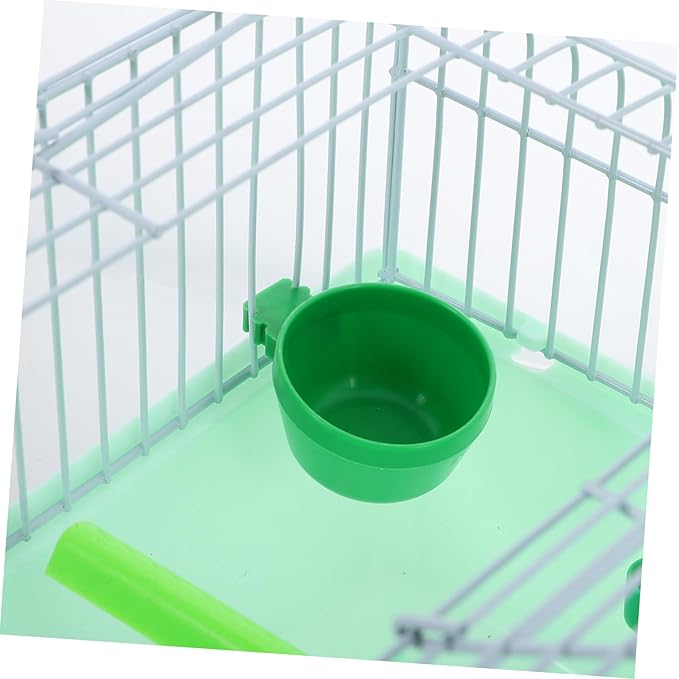 POPETPOP Portable Multi Functional Bird Travel Cage for Parakeets and Parrots with Spacious Abs and Iron Frame Includes Perch Food Box Water Dispenser and Easy to pet Carrier Random Color