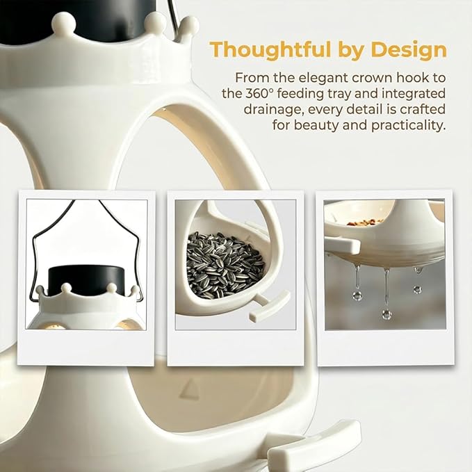 Solar Bird Feeder for Outdoors Hanging,Wild Bird Feeders for Outside, Waterproof Eco-Friendly Polymer Bird Houses for Backyard Birding & Wildlife Decor