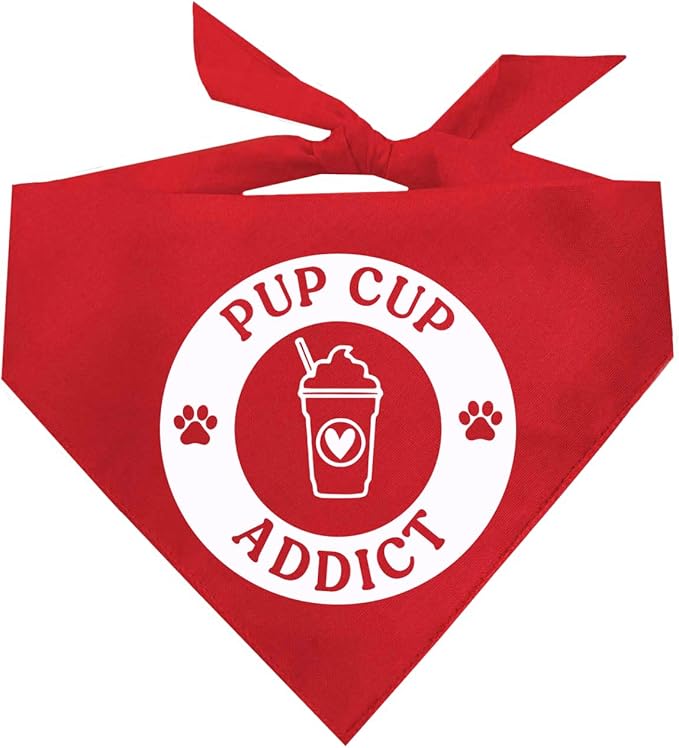 Pup Cup Addict Pupuccino Dog Bandana (Red, XS 1106)