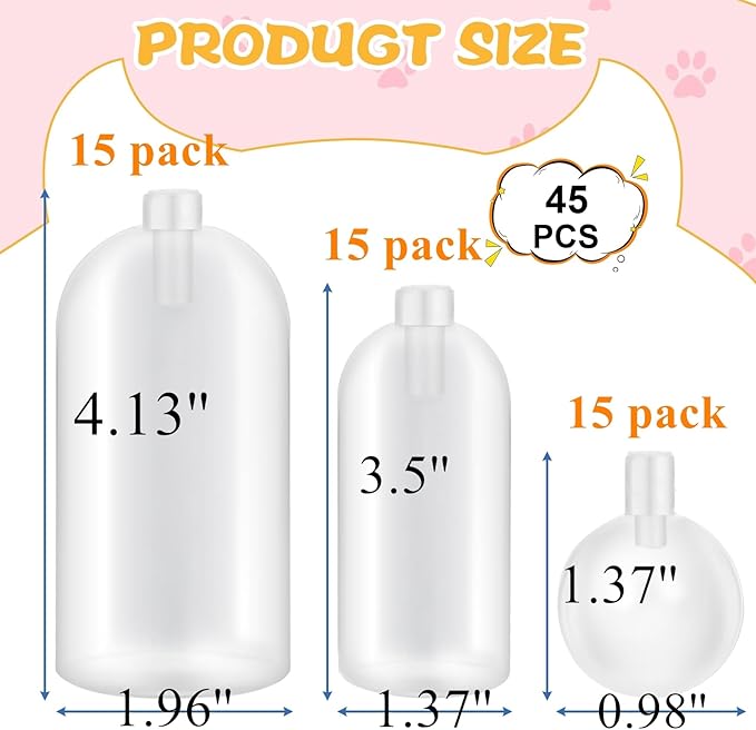 Tebery 45 Pack Large Replacement Squeakers for Dog Toys, Loud Plastic Pet Toy Squeakers Repair, Squeaky DIY Toy Noise Makers Accessories, Insert Replacement Squeaker for Cat Dog Toy, 3 Model