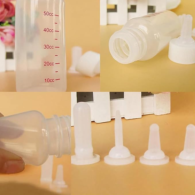 Pet Feeding Bottle and Syringe Set, Pet Nursing Bottle, Silicone Nipples, Feeder Kit for Small Animal, Newborn Puppies and Kittens, Rabbit, Squirrels (White)