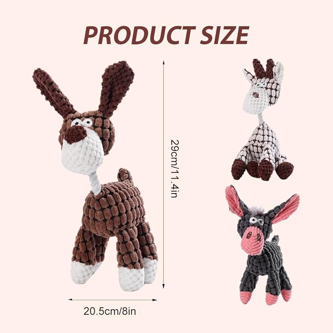 2026 New Dog Toys, Indestructible Plush Dog Toy for Aggressive Chewers, Interactive Squeaky Soft Puppy Chew Toy, Durable Teething Toys for Small Medium Large Dogs (Black+White)