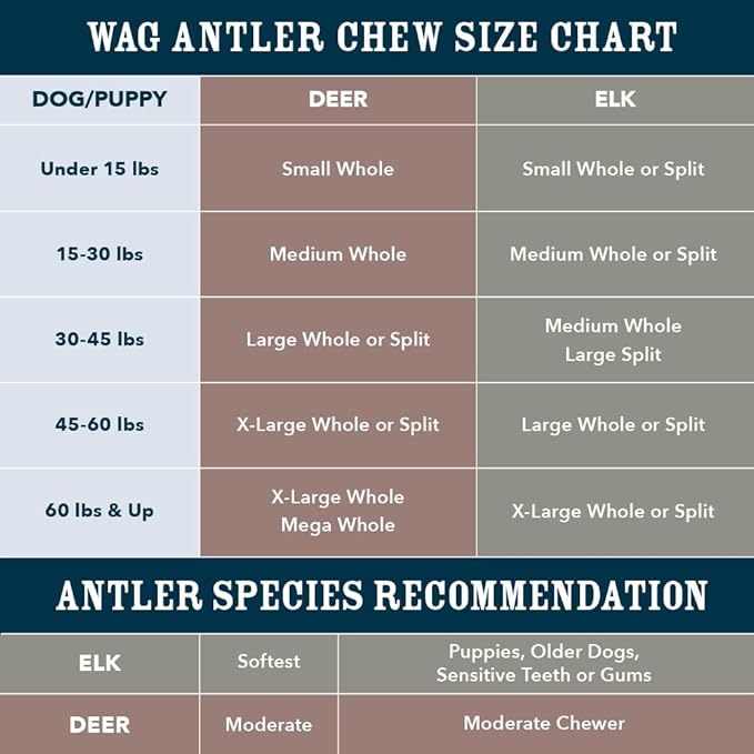 WAG Split Elk Antler, Medium, for Dogs | Naturally Shed | 15-30 lbs | Pack of 4