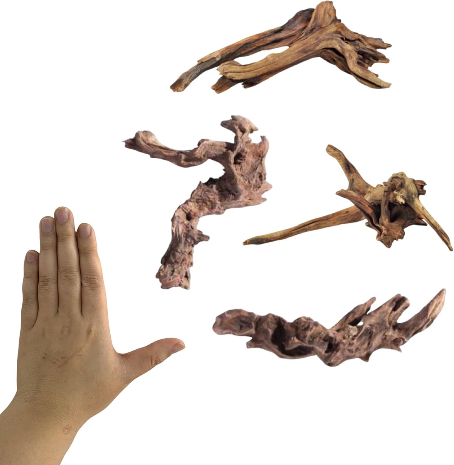 Small Natural Driftwood for Aquarium Styling Carefully Selected Natural Aquarium Decor Driftwood for Reptile Tank Reptile Tank Wood Decor (Driftwood 6-8inch 4pcs)