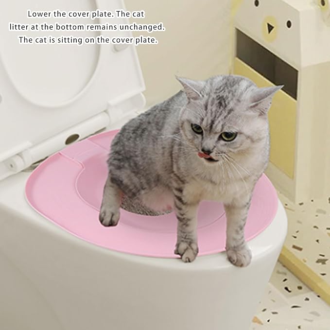 Feline Toilet Training Kit, Washable Pet Potty Trainer, Removable & Portable Training Set for Home, Easy Setup, Sturdy