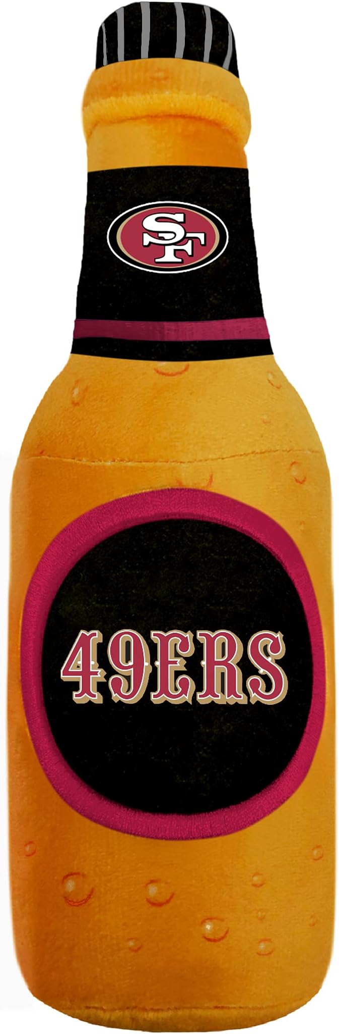 Pets First NFL SAN Francisco 49ERS Beer Bottle Plush Dog & CAT Squeak Toy - Cutest Stadium SODA Bottle Snack Plush Toy for Dogs & Cats with Inner Squeaker & Beautiful Football Team Name/Logo