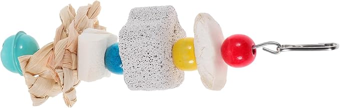 Toddmomy Parrot Hanging Chewing with Natural Volcanic Rock and Cuttlefish Bone, Small Animal Chew for Rabbits, Hamsters, Guinea Pigs, and Birds, Cage Accessory for Teeth Grinding
