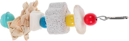 Toddmomy Parrot Hanging Chewing with Natural Volcanic Rock and Cuttlefish Bone, Small Animal Chew for Rabbits, Hamsters, Guinea Pigs, and Birds, Cage Accessory for Teeth Grinding