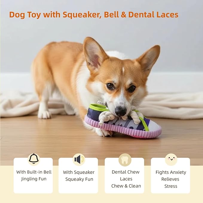 Dog Squeaky Toys, 5-Pack Chew Toys for Aggressive Chewers with Crinkle Sound, Mix of Stuffed & Stuffing-Free Plush for Boredom Relief for Puppies, Small and Medium Dogs