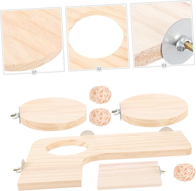 LIOOBO 1Set Wooden Pet Platform for Hamsters Chinchillas and Small Birds Versatile Climbing Board Jumping Platform for Habitat Enrichment Dwarf Hamster Accessories and Birdcage Use