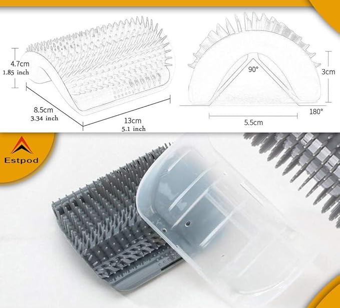 Cat Self Groomer – Wall Corner Scratcher, 2 Pack Soft Silicone Face Grooming Brushes and Massage Combs for Indoor Cats and Small Pets (Grey)