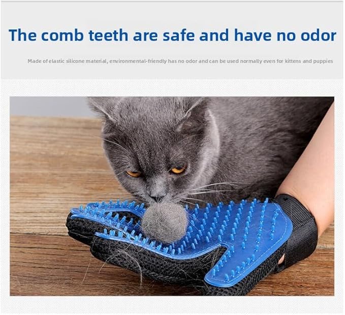 Pet Grooming Glove for Right Hand - Enhanced Deshedding Brush and Massage Mitt for Dogs, Cats and Horses - Gentle Hair Remover for Long and Short Fur - Perfect for Bathing and Shedding