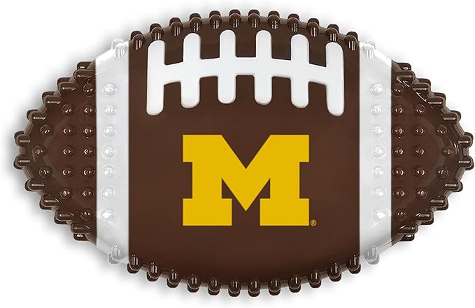 NCAA Michigan Wolverines Mega-Chew Hard Nylon Bacon-Flavored Dog Bone Football Chew Toy. Interactive Tasty & Fun Dog Chew Toy. Indestructible Strong Durable Tough Dog Toys for Aggressive Chewers