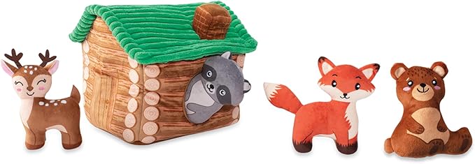 Fringe Studio Hide & Seek Burrow Plush Dog Toy Set, ON Cabin TIME(289215), Multicolor