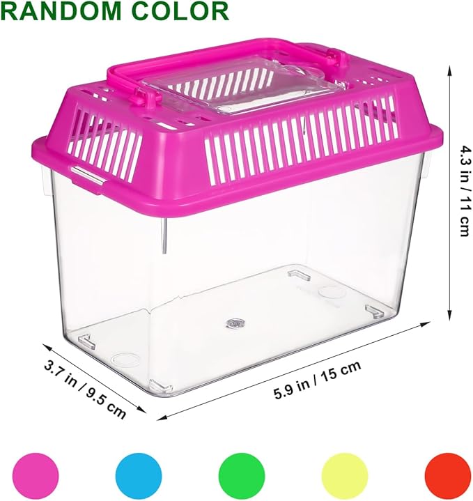 Portable Fish Tank 4-Pack Handheld Aquarium 5.90X4.33X3.74In Transparent Turtle Box Plastic Fish Carrier with Handle for Small Reptiles and Hamsters