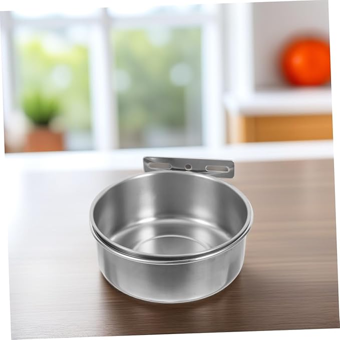 BESPORTBLE Bird Parrot Feeding Bowl Stainless Steel Water and Food Dish for Cockatiel Conure Parakeet and Lovebirds Easy to Holder for Bird Cage Feeding