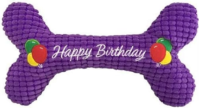Petlou Pet Plush Chewy Bone, Squeaky Bone for Dogs and Cats in Different Size (16 Inch Birthday Bone)