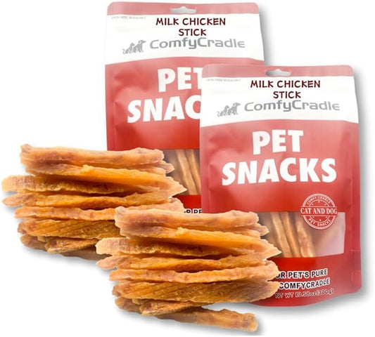 Chicken & Milk Jerky, Irresistible High-Protein Dog Treats, Calcium-Rich Tender Chews for Strong Bones & Teeth, Natural Training Reward (2 Pack x 10.58 Ounce (Pack of 2),Chicken)