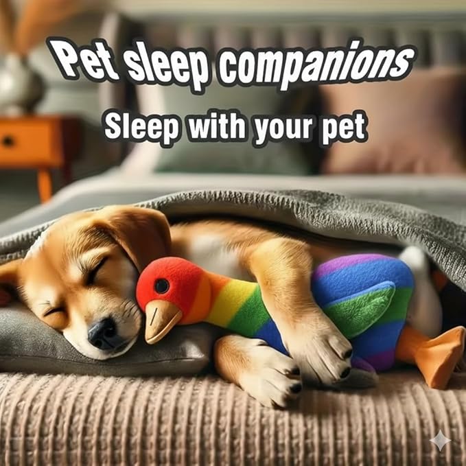 Colorful Duck Plush Toy for Dogs and Cats, 50cm Soft Anxiety Relief Pet Companion, Rainbow Multicolor