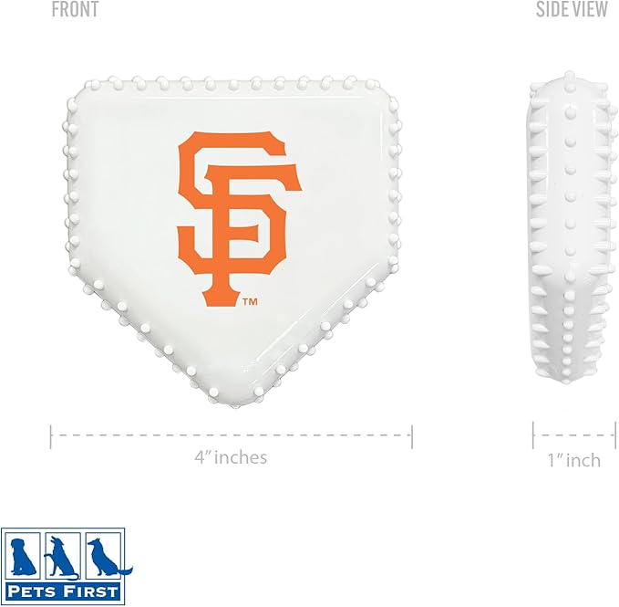 Pets First MLB SAN Francisco Giants Hard-Nylon Baseball Home Plate Dog Chew Toy, Interactive and Fun Dog CHEW Toy, Bacon Flavored, Strong Durable Chew Toy for Pets