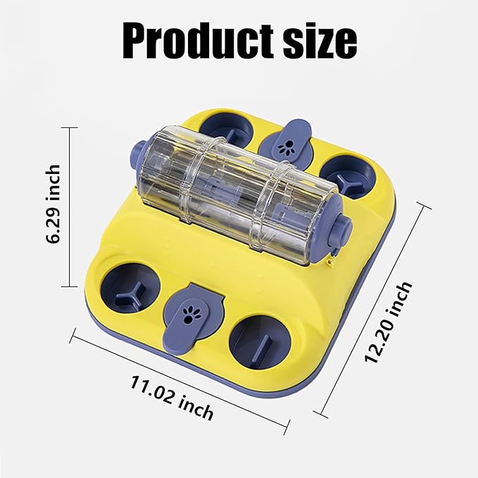 Dog Toy, Interactive Slow Feeding Roller for Cats & Dogs - Fun Treat Dispensing, Puzzle Toy Small/Medium/Large Dogs Gifts, Dog Treat Puzzle (Yellow)