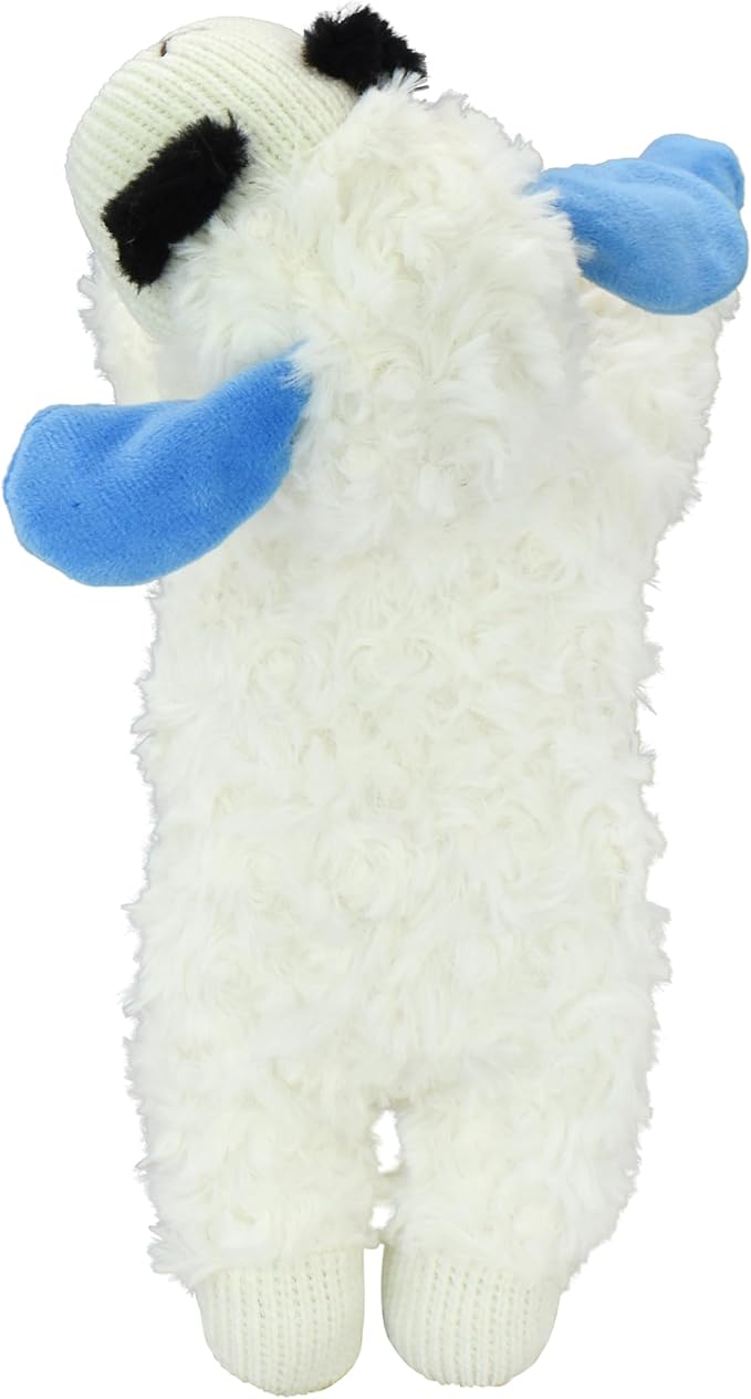 Multipet Lamb Chop Dog Plush Toy - Squeaky Toy for All Dogs - Durable Oxford Lining - Stuffed Animal for Cuddling & Playing (10.5", Blue Paws)