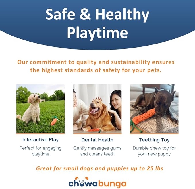 Carrot Dog Toy 5.5 Inch Handmade Eco Cotton Rope Dog Toy Carrot Chew Toy for Dogs - Made with Natural, Non-Toxic Dyes - Carrot Toy is Great for Puppy Teething Toys and Cats (Orange)