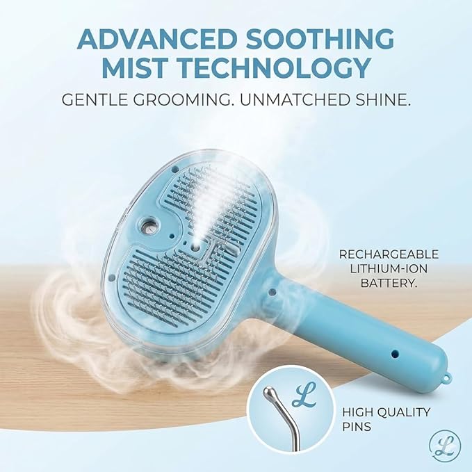 YFL Cat Steam Brush for Indoor Cats & Dogs, Self Cleaning Cat Brush for Shedding, Mist Spray Grooming Comb, USB Rechargeable Anti-Static Deshedding Tool for Long & Short Hair Pets