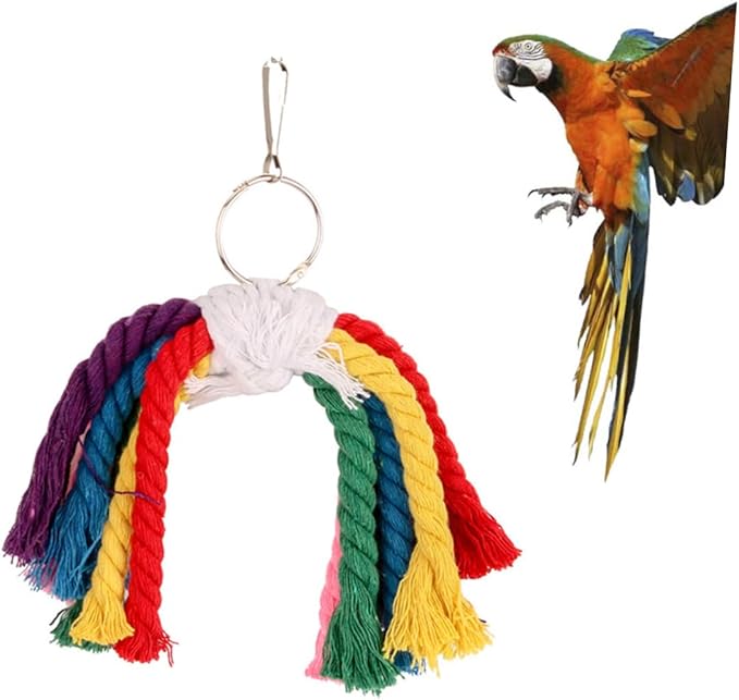 SUPVOX Creative Parrot Cotton Rope Hanging Bite Fun Playing String for Parrots Cockatiels Parakeets Bird Cage Accessory for Chewing Exercise