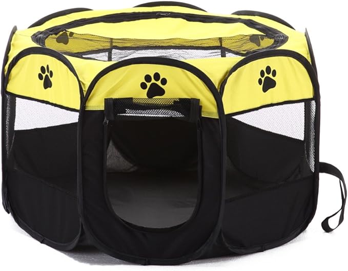 S-Lifeeling Pet Playpen Foldable Puppy Kennel Removable Dog Cat Bunny Mesh Shade Cover Portable Waterproof Bottom Collapsible Indoor Outdoor
