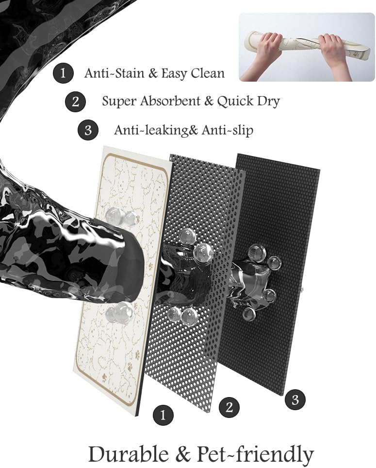 Pet Feeding Mat-Absorbent Dog Mat for Food and Water Bowl-No Stains Quick Dry Water Dispenser Mat-Dog Accessories Pet Supplies-Bowl for Messy Drinkers（FRAMEDOGS,12"x19"