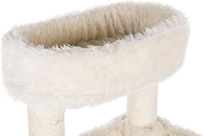 TRIXIE Baza Cat Tower – Cat Tree with Jute Scratching Posts, Condo, Hammock & Removable Bed – Indoor Cat Furniture for Scratching & Climbing – Cream, 22.4" x 18.5" x 38.6"