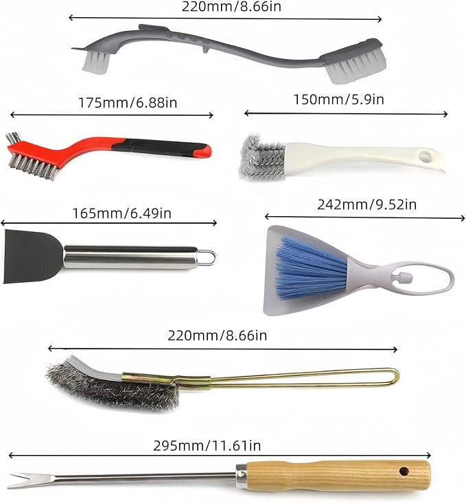 7 Pcs Bird Cage Cleaning Brush Kit Stainless Steel Poop Remover Bird Cage Long Handle Shovel Cleaner, Bird Cage Tool Accessories Supplies for Small Animal Cag