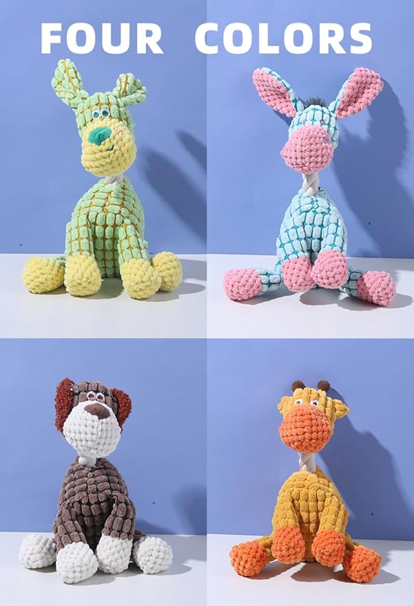 Blue Donkey Plush Chew Toy with Squeakers – Durable, Soft, and Fun Interactive Dog Toy for Teeth Cleaning, Training, and Relieving Anxiety – Perfect for Small, Medium, and Large Dogs(Blue Donkey)